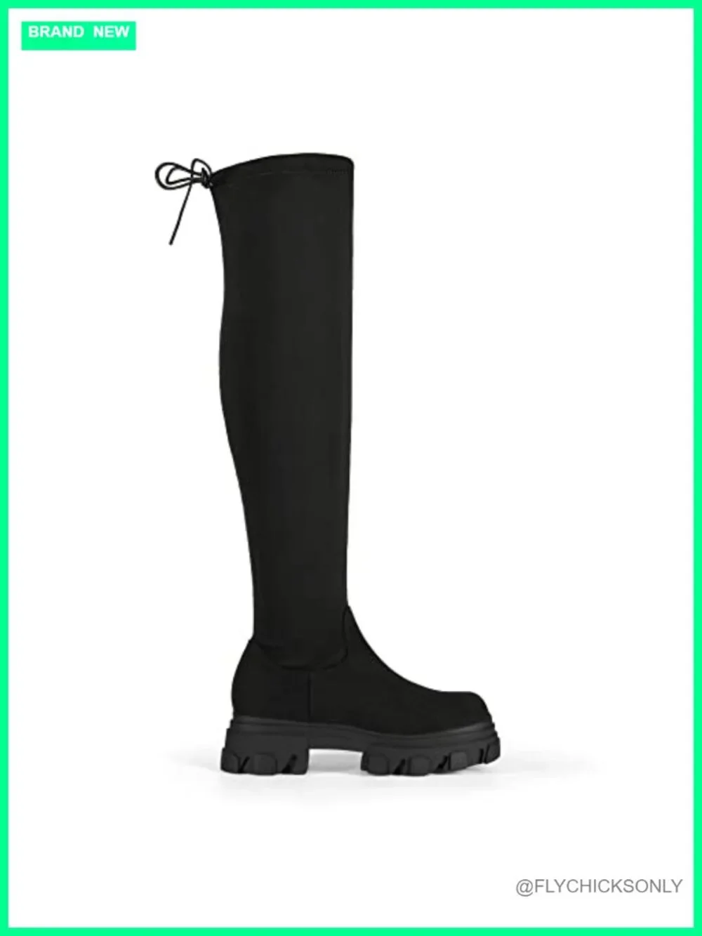 Over The Knee Platform Chunky Lug Sole Faux Suede Thigh High Stretch Boots